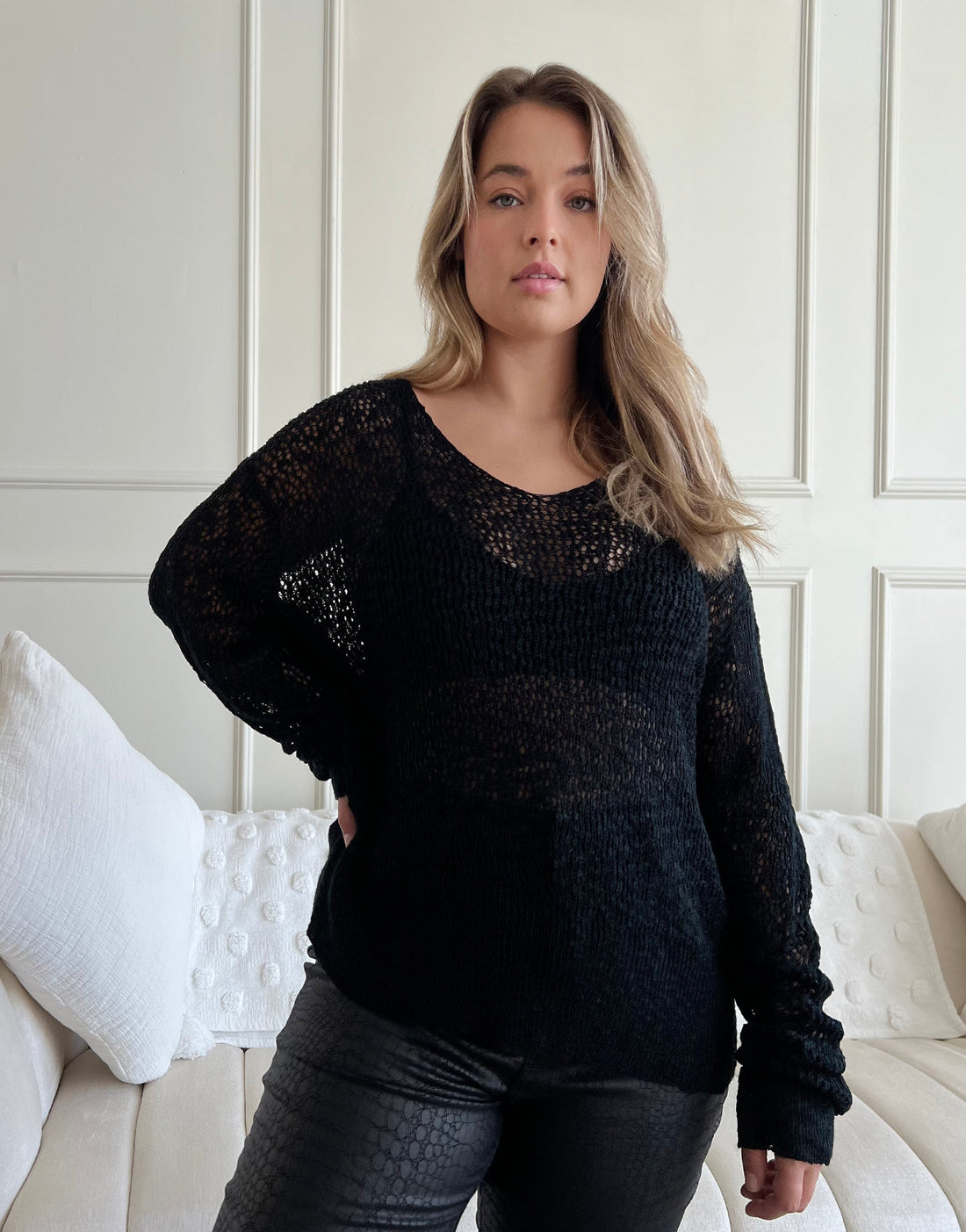 Curve Airy Crochet Sweater Plus Size Tops -2020AVE