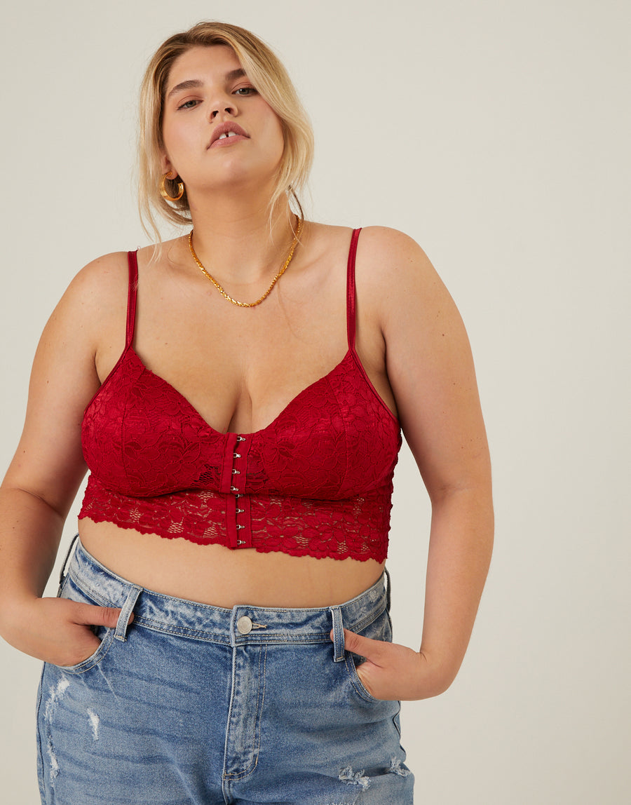 Curve Alexandria Lace Bralette Plus Size Intimates Red 1XL -2020AVE