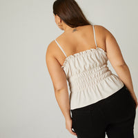 Curve Amber Smocked Tank Plus Size Tops -2020AVE