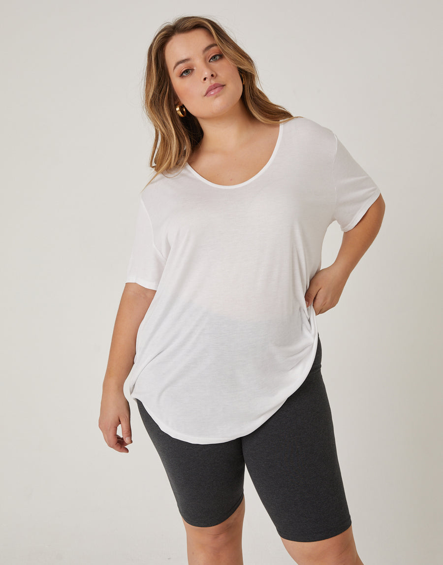 Curve Anytime Simple Knot Tee Plus Size Tops -2020AVE