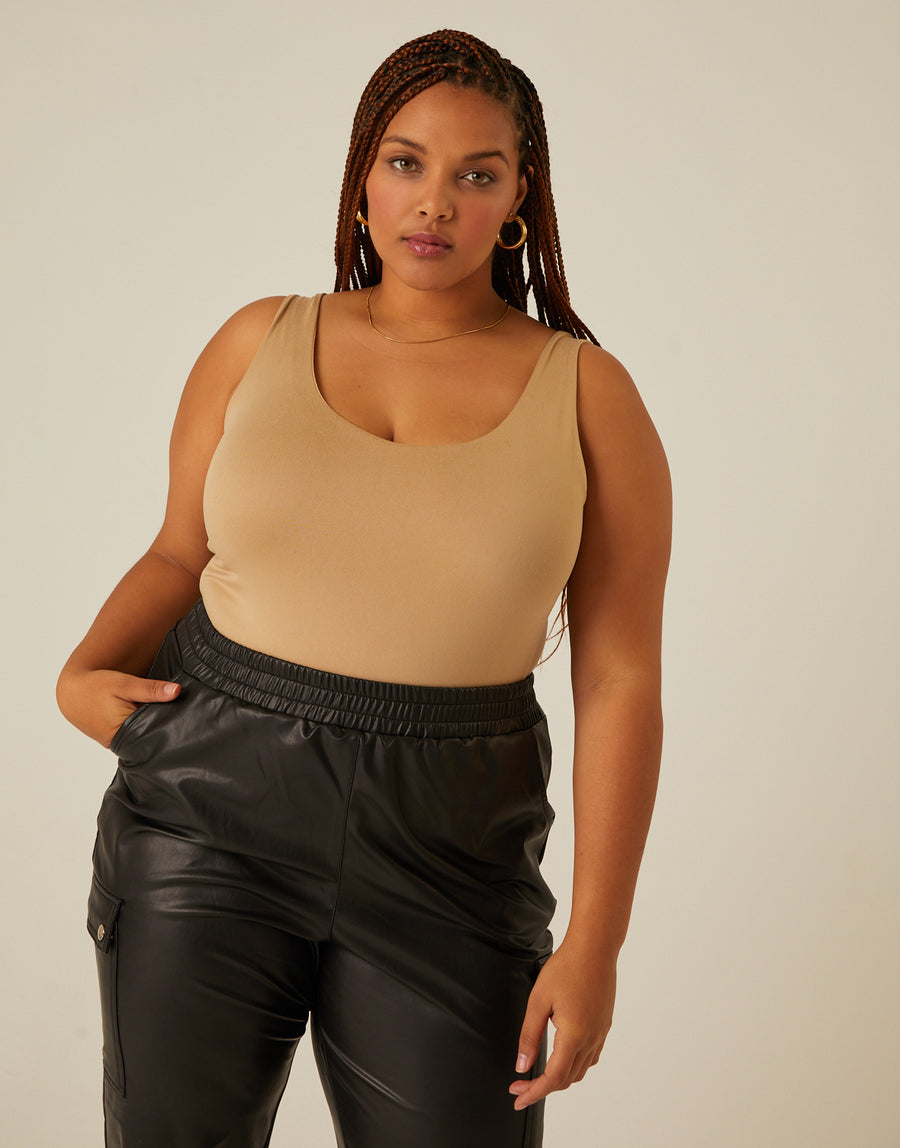 Curve Avery Sleeveless Bodysuit Plus Size Tops Taupe 1XL -2020AVE