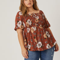 Curve Babydoll Floral Top Plus Size Tops -2020AVE