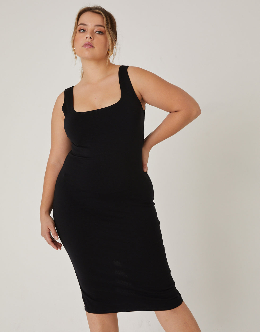 Curve Back Slit Bodycon Dress Plus Size Dresses Black 1XL -2020AVE
