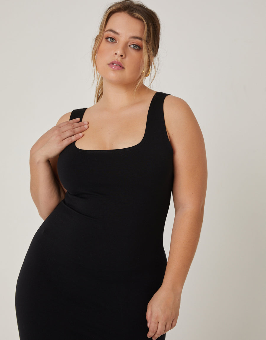 Curve Back Slit Bodycon Dress Plus Size Dresses -2020AVE