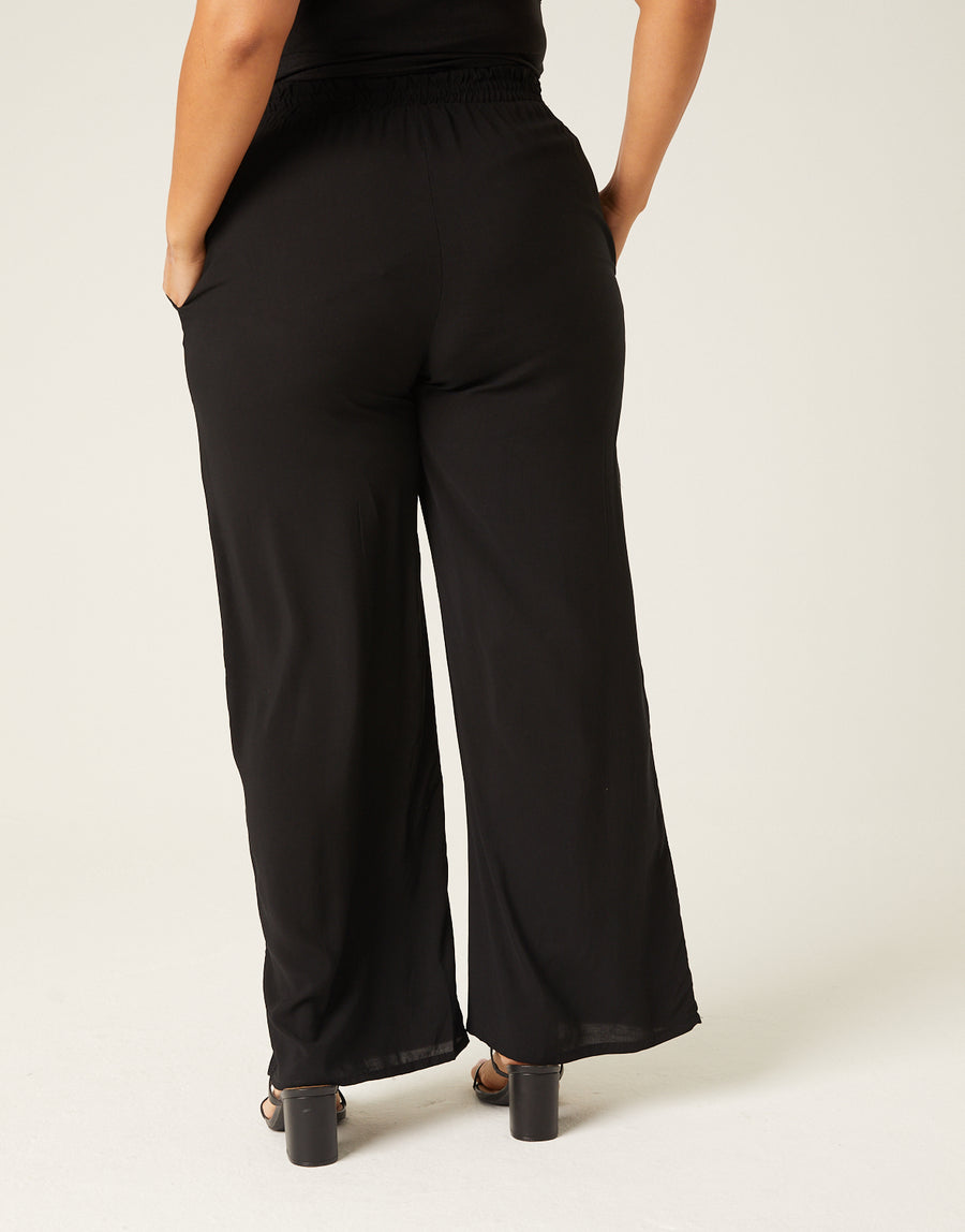 Curve Belted Casual Pants Plus Size Bottoms -2020AVE