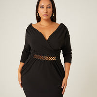 Curve Belted Ruched Dress Plus Size Dresses -2020AVE