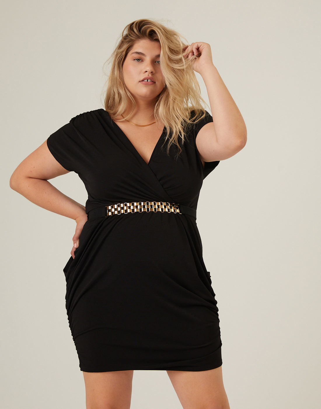 Plus Size Belted Short Sleeve Dress 2020AVE Plus Size Belted Short Sleeve Dress 2020AVE