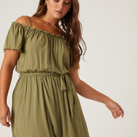Curve Belted Wrap Sundress Plus Size Dresses Olive 1XL -2020AVE