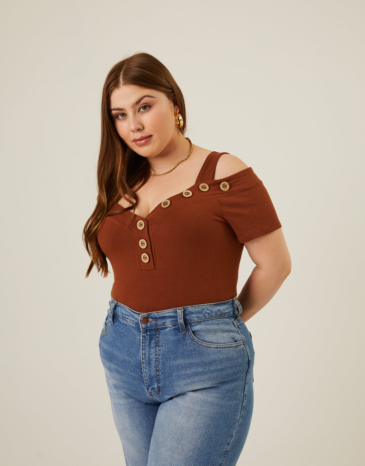Plus Size Button Detail Top – 2020AVE