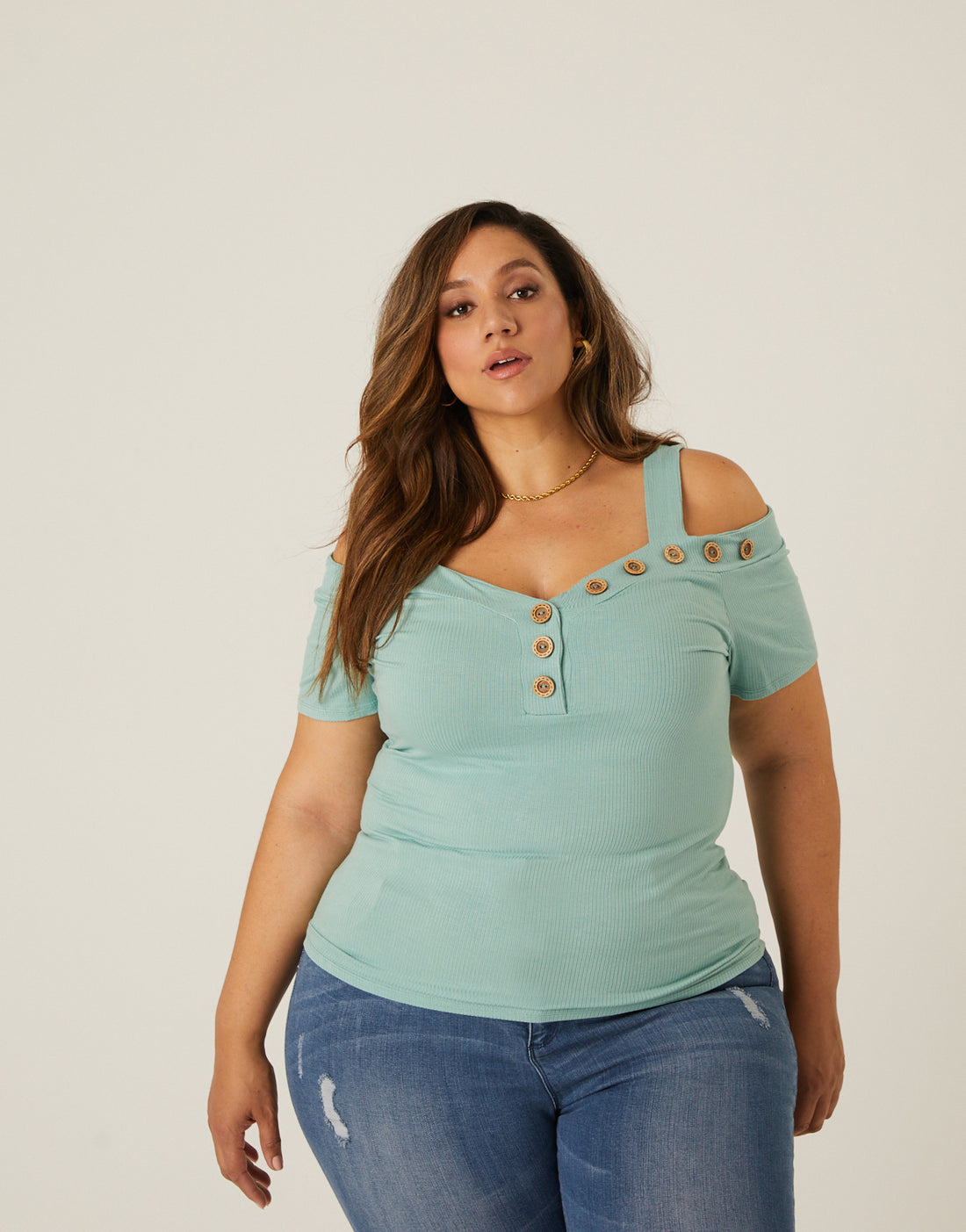 Plus Size Button Detail Top – 2020AVE