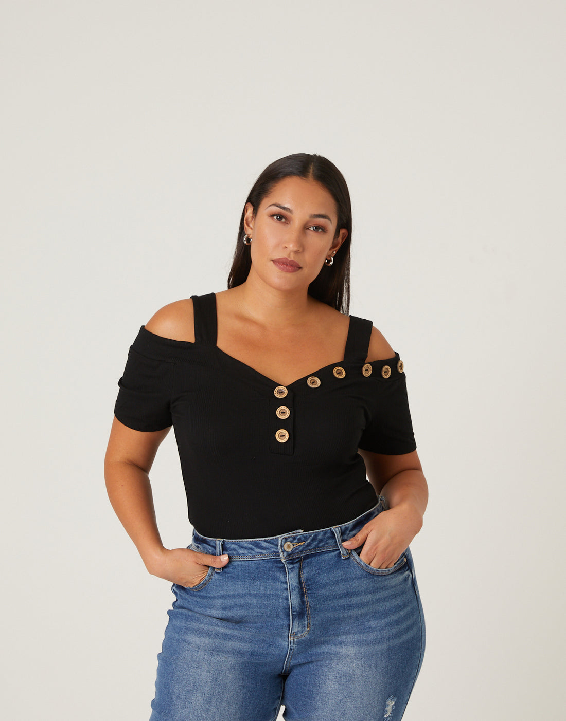 Plus Size Button Detail Top – 2020AVE
