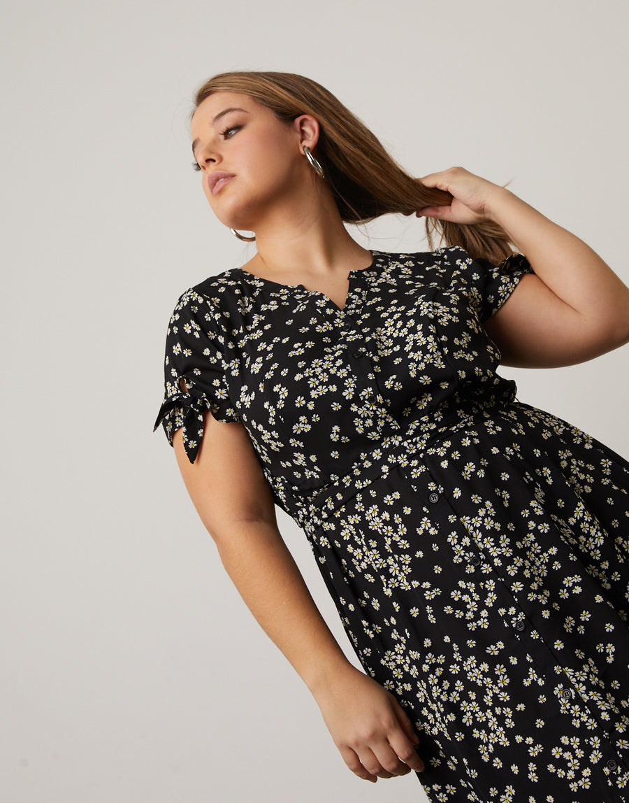 Curve Button Down Floral Sundress Plus Size Dresses -2020AVE