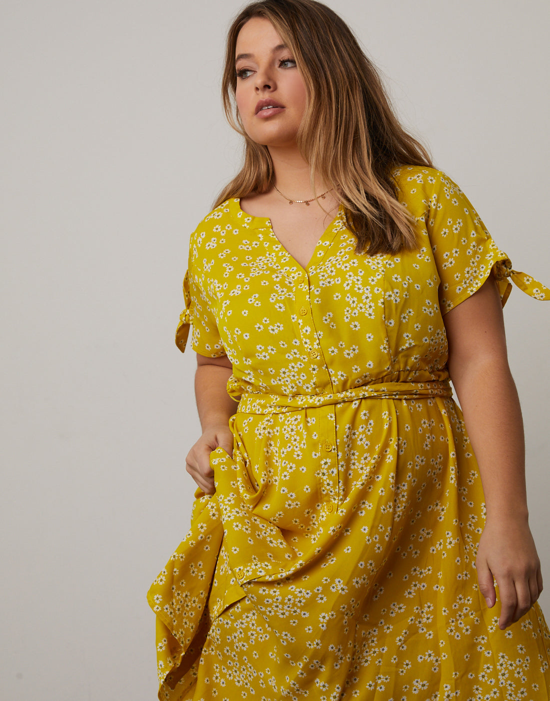 Curve Button Down Floral Sundress Plus Size Dresses -2020AVE