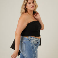 Curve Cable Knit Sweater Tube Top Plus Size Tops -2020AVE