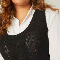 Curve Cable Knit Sweater Vest Plus Size Tops -2020AVE