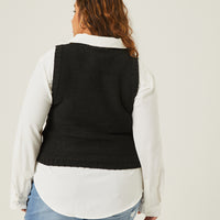 Curve Cable Knit Sweater Vest Plus Size Tops -2020AVE