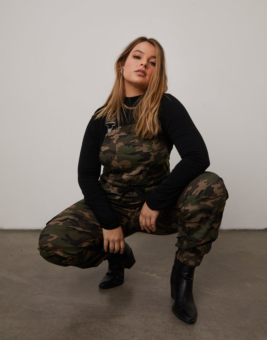 Curve Camouflage Overalls Plus Size Rompers + Jumpsuits -2020AVE