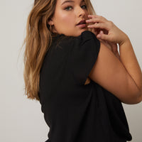 Curve Capped Sleeve Blouse Plus Size Tops -2020AVE