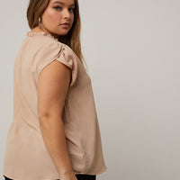 Curve Capped Sleeve Blouse Plus Size Tops -2020AVE
