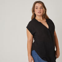 Curve Casual Woven Top Plus Size Tops Black 1XL -2020AVE