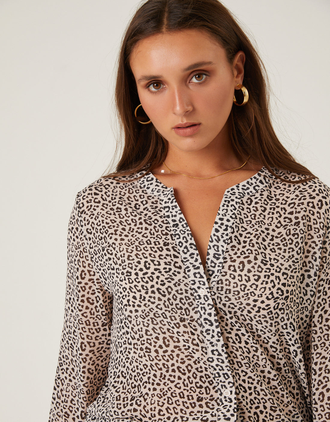Curve Chiffon Leopard Shirt Plus Size Tops -2020AVE