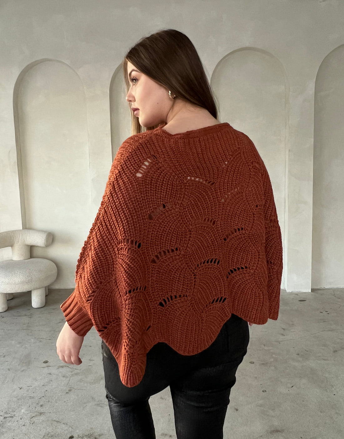 Curve Chunky Knit Poncho Sweater Plus Size Tops -2020AVE