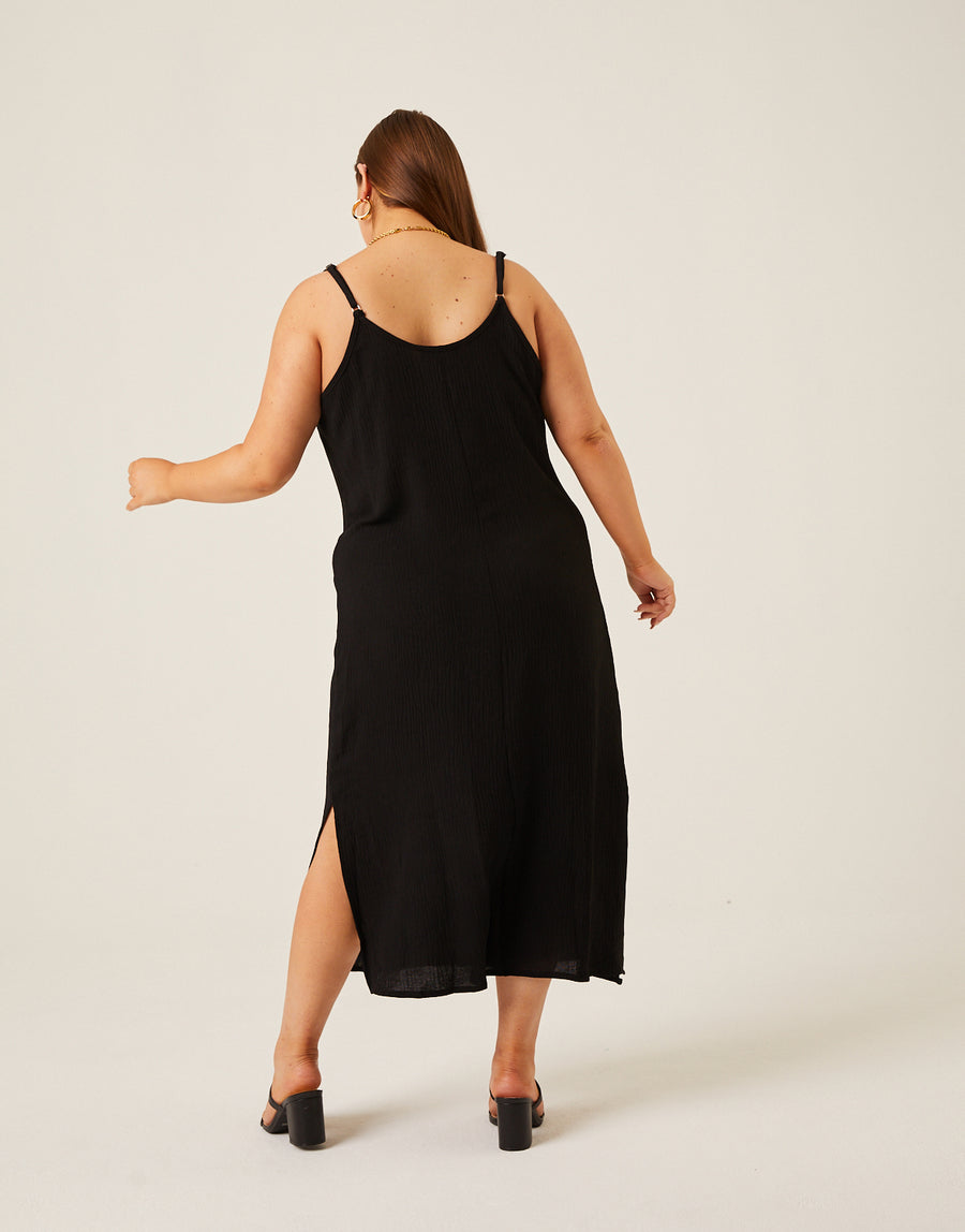Curve Crinkle Woven Slip Dress Plus Size Dresses -2020AVE
