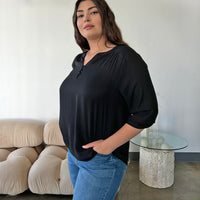 Curve Cuffed Sleeve Chiffon Blouse Plus Size Tops -2020AVE