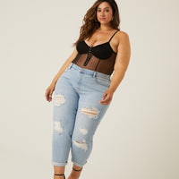 Curve Distressed Mom Jeans Plus Size Bottoms -2020AVE