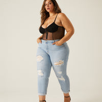 Curve Distressed Mom Jeans Plus Size Bottoms -2020AVE