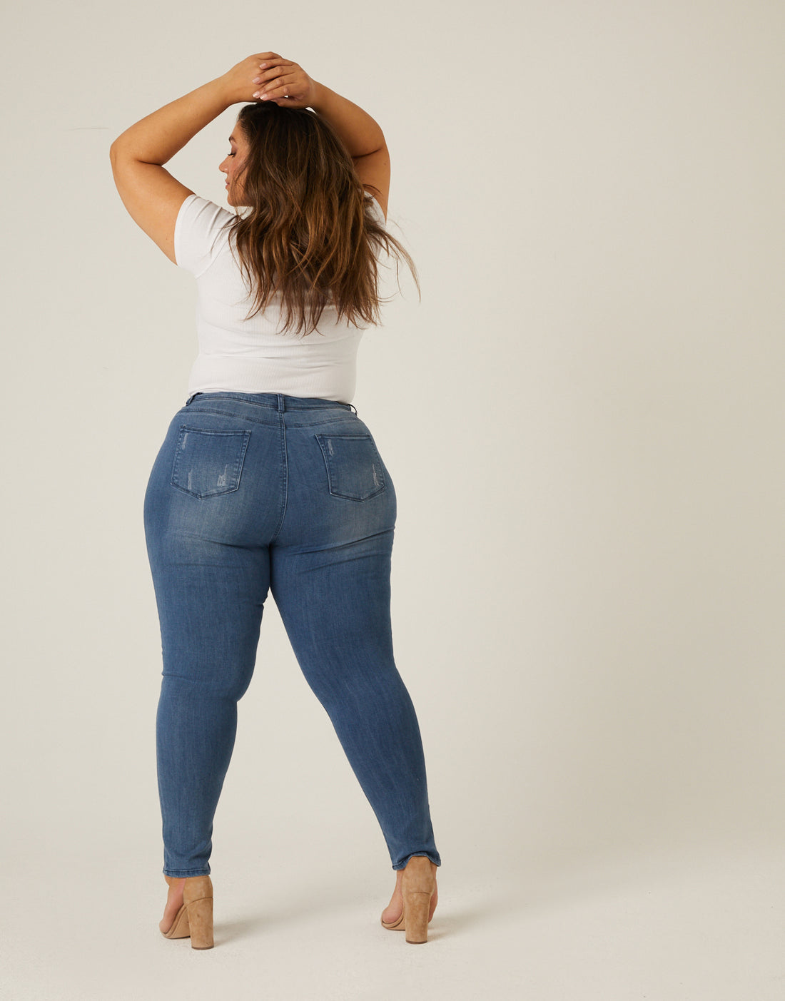 Curve Distressed Skinny Jeans Plus Size Bottoms -2020AVE