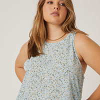 Curve Ditsy Floral Tank Plus Size Tops -2020AVE