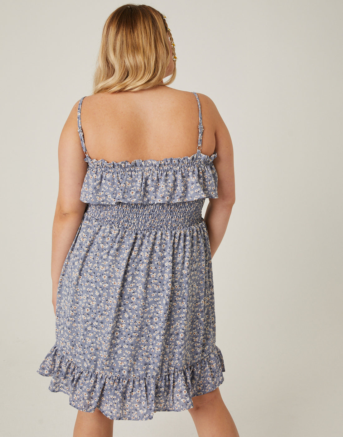 Curve Ditsy Print Ruffle Sundress Plus Size Dresses -2020AVE