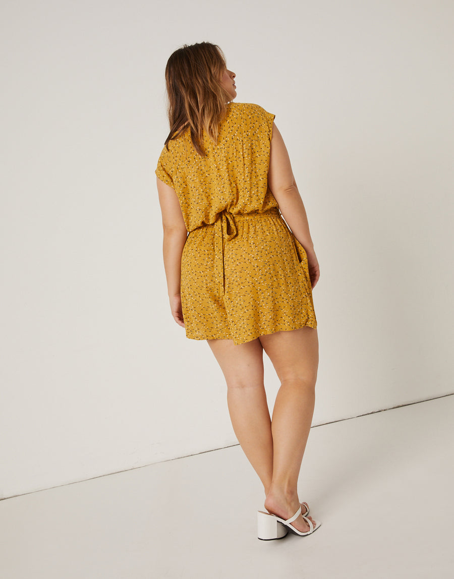 Curve Ditsy Print Woven Romper Plus Size Rompers + Jumpsuits -2020AVE