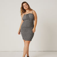 Curve Ditsy Smocked Mini Dress Plus Size Dresses -2020AVE