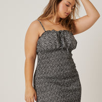 Curve Ditsy Smocked Mini Dress Plus Size Dresses -2020AVE