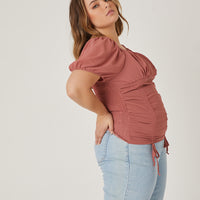 Curve Double Ruched Chiffon Top Plus Size Tops -2020AVE