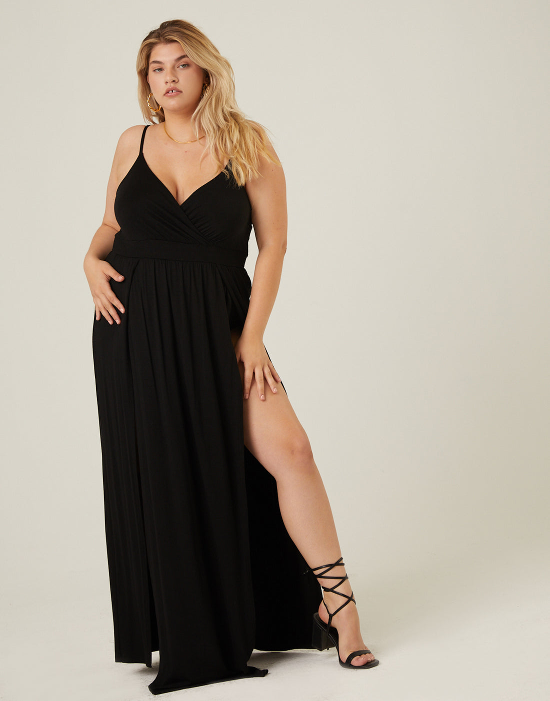 Curve Double Slit Tank Dress Plus Size Dresses -2020AVE