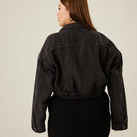 Curve Elasticized Denim Jacket Plus Size Outerwear -2020AVE