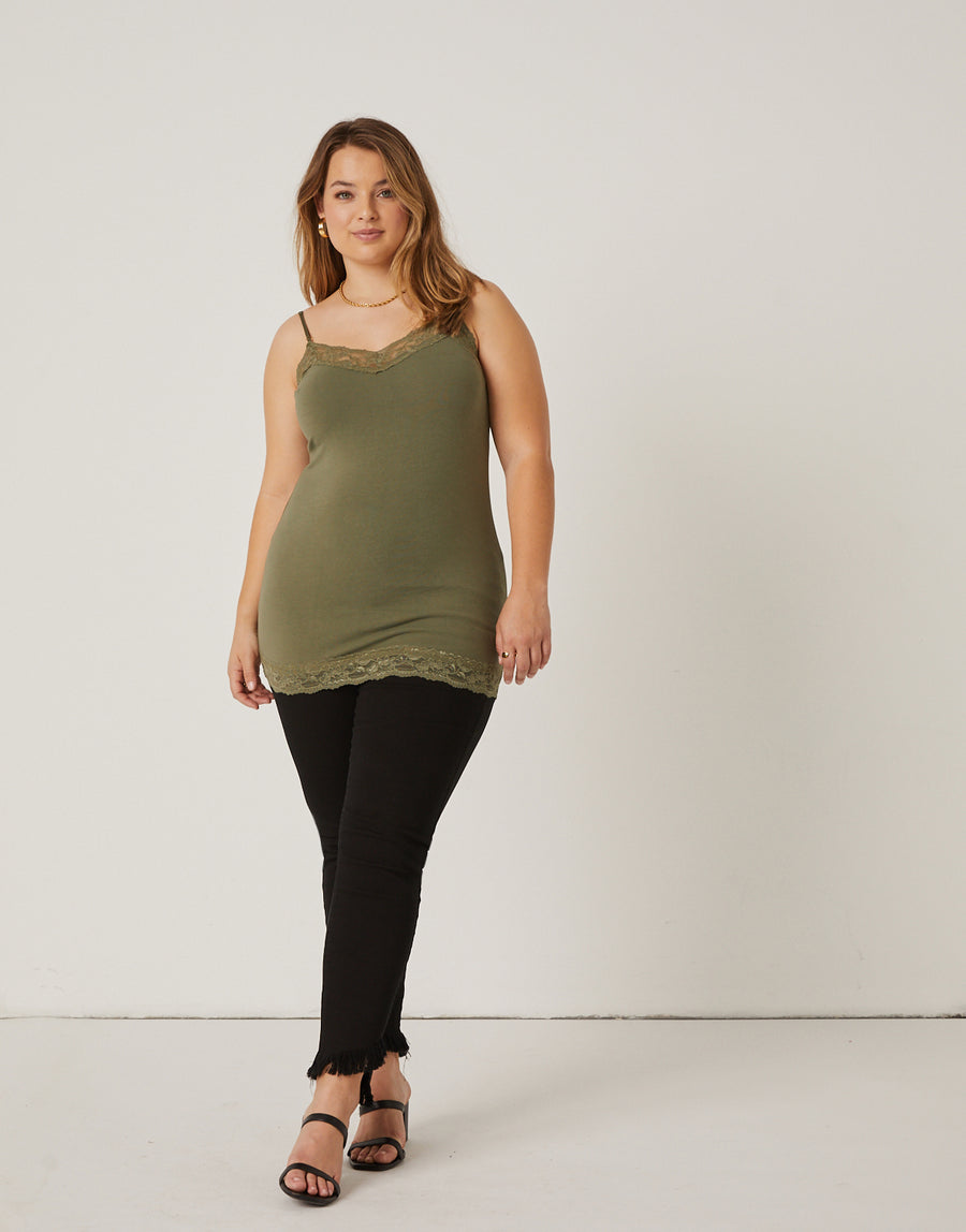 Curve Emma Cami Tank Plus Size Tops Olive 1XL -2020AVE