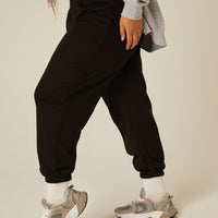 Curve Essential Simple Sweatpants Plus Size Bottoms Black 1XL -2020AVE