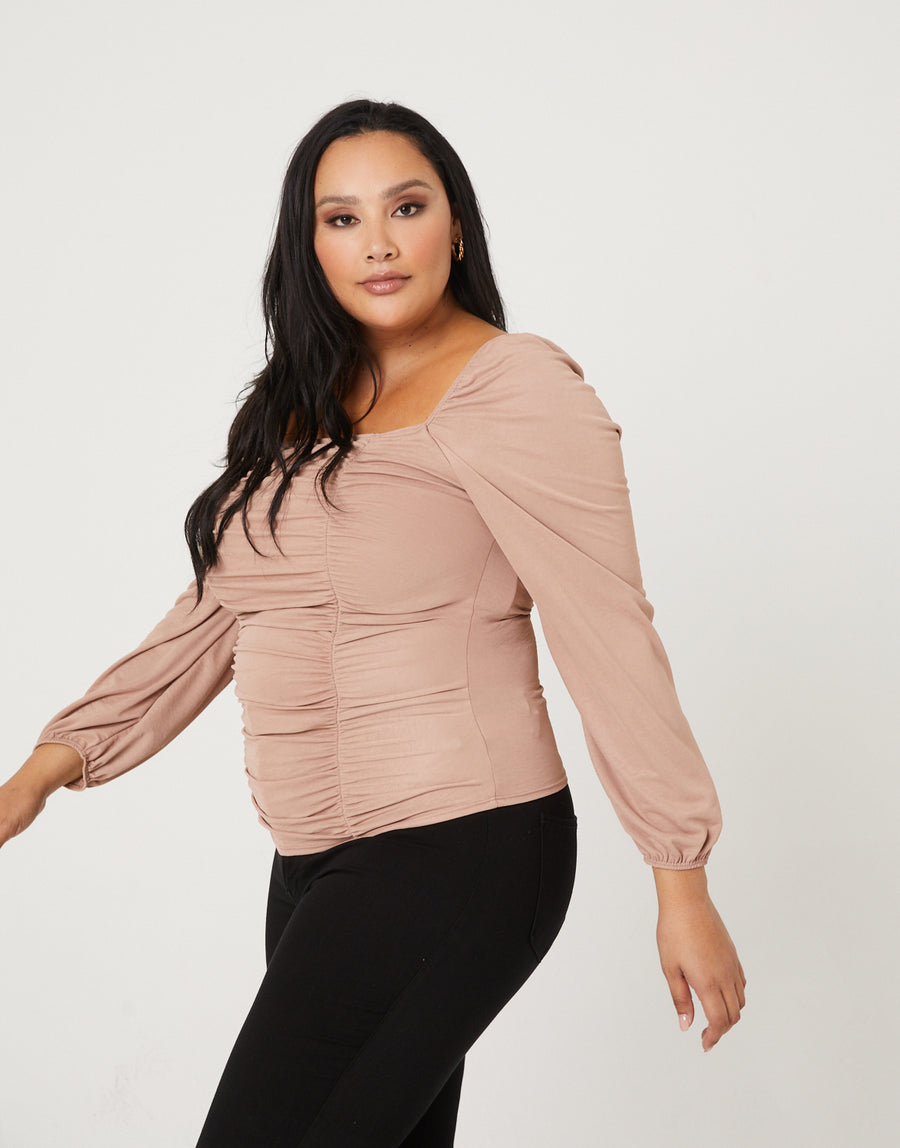 Curve Double Ruched Top Plus Size Tops -2020AVE