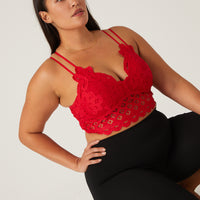 Curve Eve Lace Bralette Plus Size Intimates Red XL -2020AVE