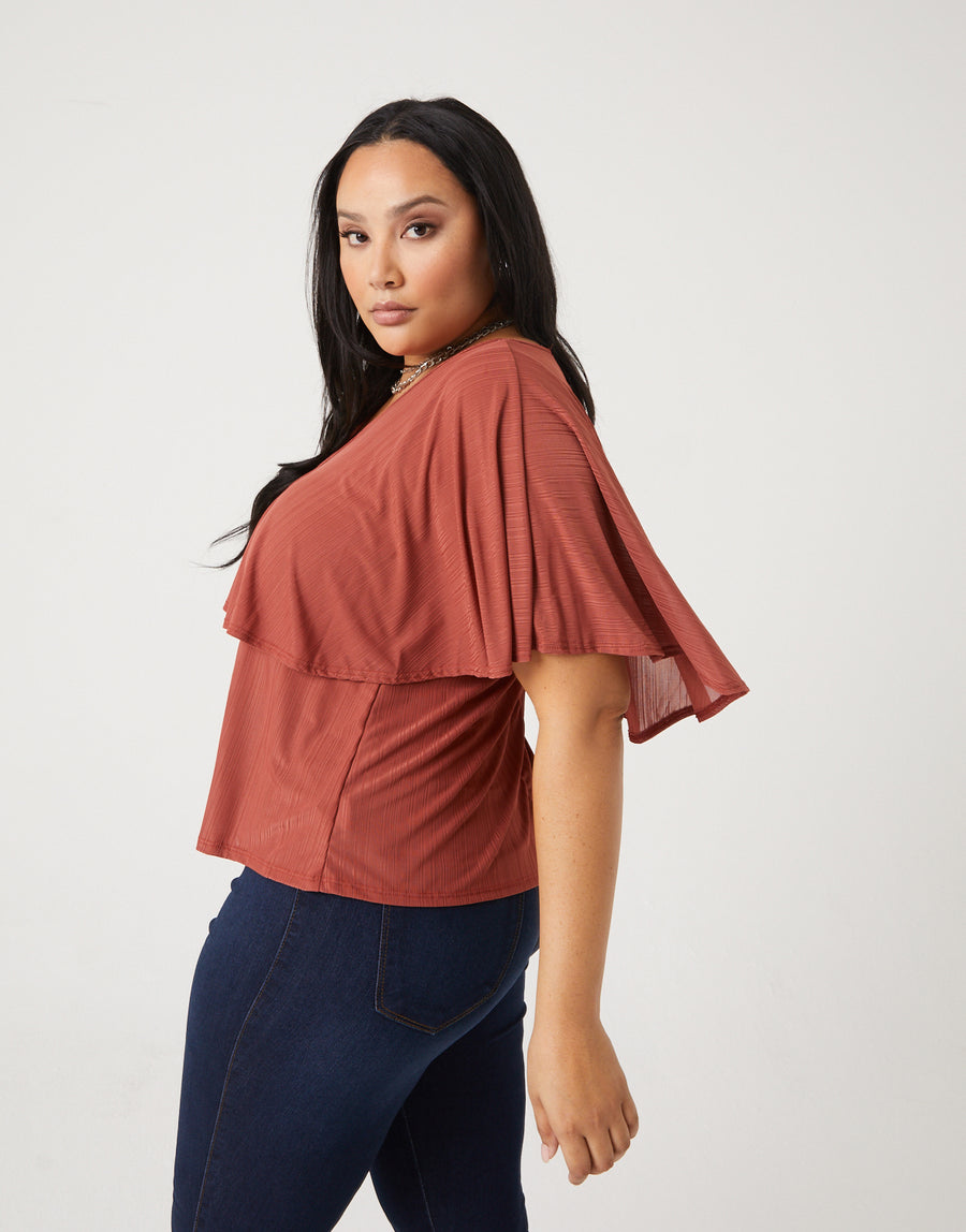 Curve Layered Ruffle Top Plus Size Tops -2020AVE