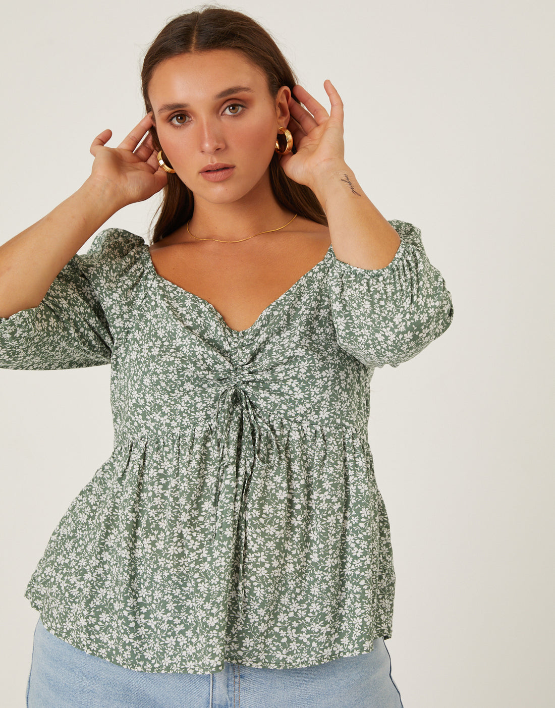 Plus Size Long Sleeve Floral Romper – 2020AVE