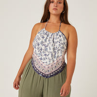 Curve Floral Backless Bandana Top Plus Size Tops -2020AVE