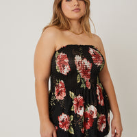 Curve Floral Knit Babydoll Top Plus Size Tops -2020AVE