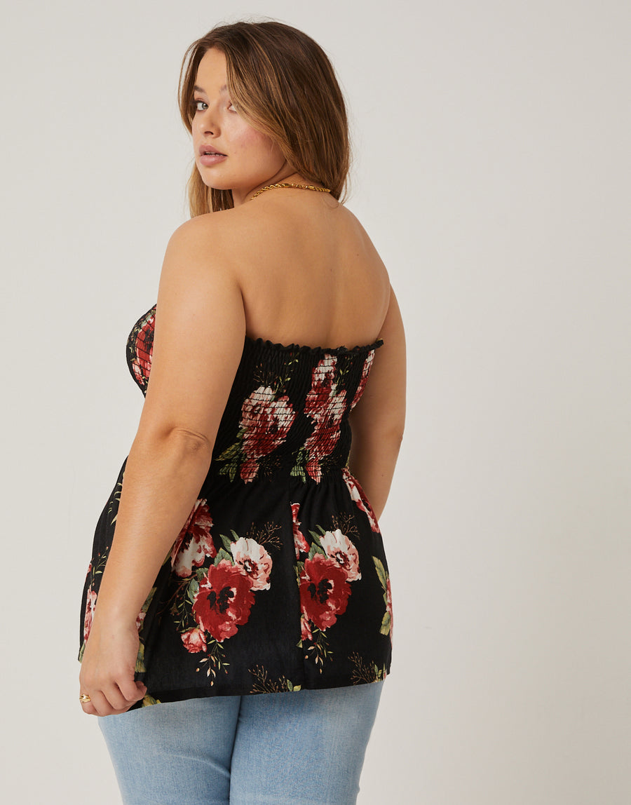 Curve Floral Knit Babydoll Top Plus Size Tops -2020AVE