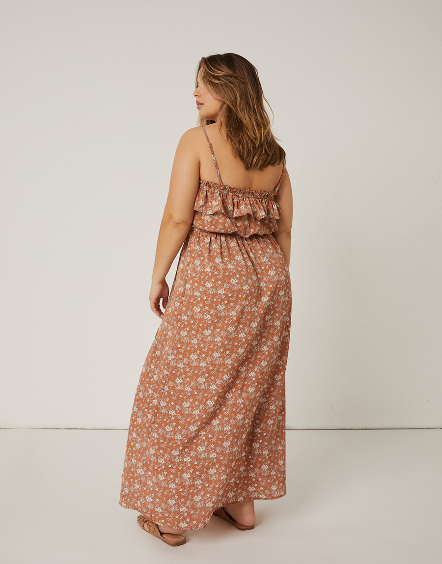 Curve Floral Maxi Ruffle Dress Plus Size Dresses -2020AVE