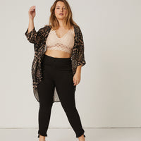 Curve Floral Printed Sheer Cardigan Plus Size Outerwear -2020AVE